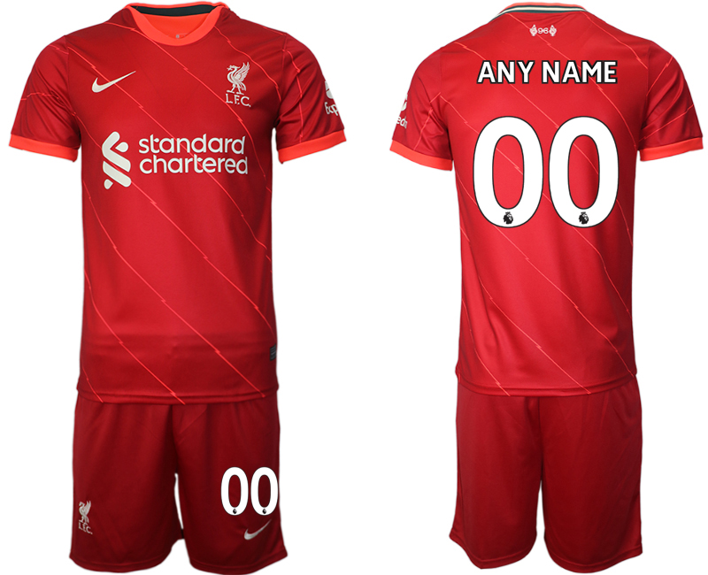 Men 2021-2022 Club Liverpool home red customized Soccer Jersey